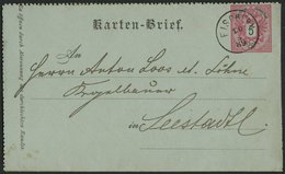 GANZSACHEN K 8 BRIEF, 1889, 5 Kr. Rosa, Kartenbrief (deutsch) Mit K1 FISCHERN Nach Seestadt, Pracht - Other & Unclassified