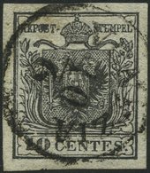 LOMBARDEI UND VENETIEN 2Xa O, 1850, 10 C. Schwarz, Handpapier, K1 VENEZIA, Pracht - Lombardo-Venetien