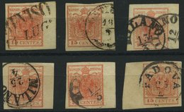LOMBARDEI UND VENETIEN 3Y O, 1854, 15 C. Rosa, Maschinenpapier, 6 Werte Je Mit Breitem Rand (5 - 10 Mm), Feinst/Pracht - Lombardo-Venetien