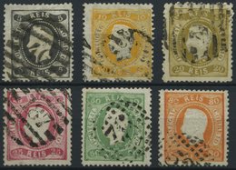 PORTUGAL 25-30 O, 1867-69, 5 - 80 R. Wertbänder In Geschweifter Form, Gezähnt, 6 Werte Feinst/Pracht, Teils Gepr. Drahn, - Usati