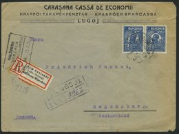 RUMÄNIEN 285 BRIEF, 1925, 10 L. Blau, 2x Auf Einschreibbrief Mit R-Zettel Vom Auslande über Bahnpost Salzburg-München Un - Other & Unclassified