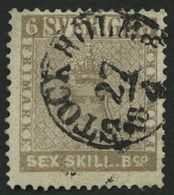 SCHWEDEN 3a O, 1855, 6 Skill. Bco. Bräunlichgrau, K1 STOCKHOLM, Pracht - Prefilatelia