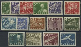 SCHWEDEN 227-38A/B **, 1936, 300 Jahre Post, Prachtsatz (15 Werte), Mi. 360.- - ... - 1855 Vorphilatelie