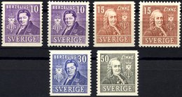 SCHWEDEN 272-75A/B **, 1939, 200 Jahre Akademie Der Wissenschaften, Zweiseitig Und Vierseitig Gezähnt, Prachtsatz (6 Wer - ... - 1855 Voorfilatelie