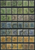 SAMMLUNGEN, LOTS 7-12 O, 1858, Reichswappen, Schöne Partie Von 63 Werten (u.a. 4x 9 Ö. Und 9x 50 Ö.), Dabei Bessere Farb - Collections