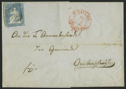 SCHWEIZ BUNDESPOST 14Ib BRIEF, 1855, 10 Rp. Mittelblau, 2. Münchner Druck, (Zst. 23Ac), Dreiseitig Breitrandig Auf Brief - 1843-1852 Kantonalmarken Und Bundesmarken