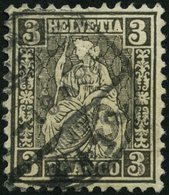 SCHWEIZ BUNDESPOST 21a O, 1862, 3 C. Grauschwarz, üblich Gezähnt Pracht, Gepr. Marchand, Mi. 130.- - 1843-1852 Federal & Cantonal Stamps
