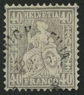 SCHWEIZ BUNDESPOST 34 O, 1867, 40 C. Grau, üblich Gezähnt Pracht, Gepr. Marchand, Mi. 140.- - 1843-1852 Correos Federales Y Cantonales