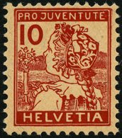 SCHWEIZ BUNDESPOST 129 *, 1915, 10 C. Pro Juventute, Falzrest, Pracht, Mi. 110.- - 1843-1852 Federal & Cantonal Stamps