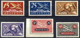 SCHWEIZ BUNDESPOST 179-84x *, 1923, Flugpost, Gewöhnliches Papier, Falzreste, Prachtsatz - 1843-1852 Federal & Cantonal Stamps