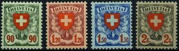 SCHWEIZ BUNDESPOST 194-97z **, 1933/4, Wappen, Geriffelter Gummi, Prachtsatz, Mi. 400.- - 1843-1852 Federal & Cantonal Stamps
