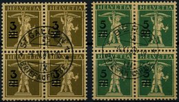 SCHWEIZ BUNDESPOST 239/40 VB O, 1930, Tellknabe In Zentrisch Gestempelten Viererblocks, Pracht - 1843-1852 Correos Federales Y Cantonales