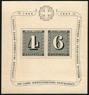 SCHWEIZ BUNDESPOST Bl. 8 **, 1943, Block 100 Jahre Briefmarken, Pracht, Mi. 100.- - 1843-1852 Correos Federales Y Cantonales