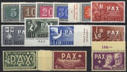 SCHWEIZ BUNDESPOST 447-59 **, 1945, PAX, Prachtsatz, Mi. 500.- - 1843-1852 Federal & Cantonal Stamps