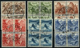 SCHWEIZ BUNDESPOST 500-05 VB O, 1948, Landschaften In Zentrisch Gestempelten Viererblocks, Prachtsatz - 1843-1852 Federal & Cantonal Stamps