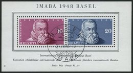 SCHWEIZ BUNDESPOST Bl. 13 O, 1948, Block IMABA, Ersttags-Sonderstempel, Pracht, Mi. 90.- - 1843-1852 Federal & Cantonal Stamps