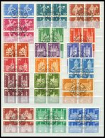 SCHWEIZ BUNDESPOST 696-713x VB O, 1960, Postgeschichtliche Motive Und Baudenkmäler, Normales Papier, In Viererblocks Mit - 1843-1852 Federal & Cantonal Stamps