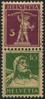 ZUSAMMENDRUCKE S 13 O, 1927, Tellknabe/Tellbrustbild 5 + 10, Pracht, Mi. 70.- - Se-Tenant