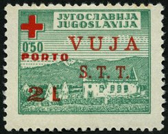 ZONE B ZP 1 **, Zwangszuschlagsporto: 1948, 2 L. Auf 0.50 Din. Dunkelgrün/rot, Pracht, Mi. 350.- - Sonstige & Ohne Zuordnung