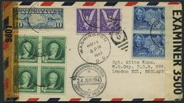 TSCHECHOSLOWAKEI 1943, Luftpostbrief Aus Den USA An Einen Sergant Der Tschechischen Armee In London, Geöffnet Von Amerik - Other & Unclassified