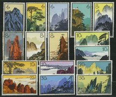 CHINA - VOLKSREPUBLIK 744-59 **, 1963, Landschaften Von Huangshan, Nr. 746 Ohne Gummi Und Nr. 749 Gestempelt, Satz Feins - Andere & Zonder Classificatie