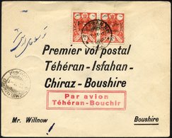 IRAN 502 BRIEF, 20.4.1928, TEHERAN-ISFAHAN-CHIRAZ-BOUSHIRE, Prachtbrief, RR!, Müller 21 - Irán