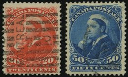 KANADA 36/7 O, 1863, 20 Und 50 C. Königin Viktoria, 2 Prachtwerte, Mi. 135.- - Canadá