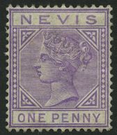 NEVIS 15 *, 1882, 1 P. Lila, Falzreste, Feinst, Mi. 110.- - St.Kitts Y Nevis ( 1983-...)