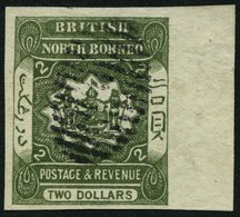 NORDBORNEO 37U O, 1888, 2 S. Grün, Ungezähnt, Rechtes Randstück, Pracht, R! - Borneo Septentrional (...-1963)