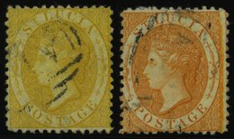 ST. LUCIA 8A,10A O, 1864, 4 P. Gelb Und 1 Sh. Orange, Gezähnt 121/2, 2 Werte üblich Gezähnt Pracht - St.Lucia (1979-...)