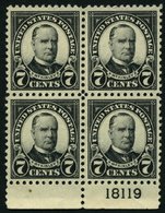 USA 269 VB **, Scott 559, 1923, 7 C. McKinley Im Postfrischen Plattenviererblock, Pracht - Altri & Non Classificati