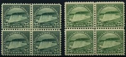 USA 280Aa,b VB *, Scott 568, 1922, 25 C. Niagarafälle, Gezähnt L 11, Beide Farben, In Viererblocks, Falzreste, Pracht - Otros & Sin Clasificación