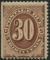 PORTOMARKEN P 6a *, Scott J 6, 1879, 30 C. Braun, Links Ungezähnt, Falzrest, Pracht, $ 350 - Sonstige & Ohne Zuordnung