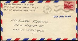 FELDPOST 1956, Luft-Feldpostbrief Der US-Fliegertruppen Aus Taiwan über Das US-Hauptfeldpostamt A.P.O. 63 Von San Franci - Used Stamps