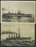 ALTE POSTKARTEN - SCHIFFE KAISERL. MARINE BIS 1918 S.M.S. Elbing, 2 Ungebrauchte Karten - Warships