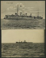 ALTE POSTKARTEN - SCHIFFE KAISERL. MARINE BIS 1918 S.M.S. Greif, 2 Ungebrauchte Karten - Warships