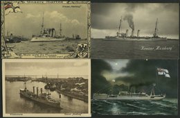 ALTE POSTKARTEN - SCHIFFE KAISERL. MARINE BIS 1918 Kreuzer Hamburg, 2 Karten, 4 Karten, Eine Gebraucht - Warships