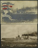 ALTE POSTKARTEN - SCHIFFE KAISERL. MARINE BIS 1918 S.M.S. Helgoland, 2 Ungebrauchte Karten - Warships