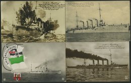 ALTE POSTKARTEN - SCHIFFE KAISERL. MARINE S.M.S. Magdeburg, 4 Karten, Davon 2 Als Feldpost Gelaufen - Warships