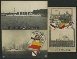 ALTE POSTKARTEN - SCHIFFE KAISERL. MARINE S.M.S. Strassburg, 3 Ungebrauchte Karten - Warships