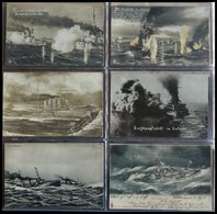 ALTE POSTKARTEN - SCHIFFE KAISERL. MARINE BIS 1918 Der Deutsche Seekrieg Und Schlachtszenen, Interessante Sammlung Von 7 - Warships