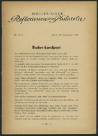 PHIL. LITERATUR Reflexionen über Philatelie, 89. Brief Baden-Landpost Bis 95. Brief Die Hermesköpfe Von Griechenland In - Filatelia E Storia Postale