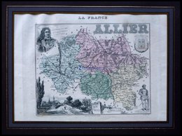 Departement Allier Mit Teilansicht Von Saint Pourcain Und Dekorativer Personenstaffage, Farbiger Stahlstich Von M. Vuill - Andere & Zonder Classificatie