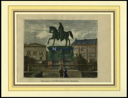 KÖNIGSBERG: Die Statue, Kolorierter Holzstich Um 1880 - Litografía