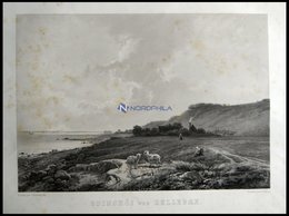 HELLEBAEK (Odinshöi Ved Helleb&#x91;k), Odinshöi, Blick Auf Das Landwirtschaftliche Gut, In Der Ferne Schloß Kronenburg, - Lithographien