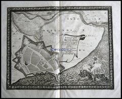 RUDKJÖBING Auf Langeland, Dekorativer Grundrißplan Von 1659, Kupferstich Von Pufendorf Aus `Sieben Bücher Von Denen That - Litografía