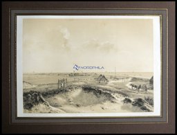SKAGEN (Parti Ved Skagen), Ansicht Mit Bauernhof Und Schiffen Auf Der Nord- Und Ostsee, Lithographie Mit Tonplatte Von E - Litografia