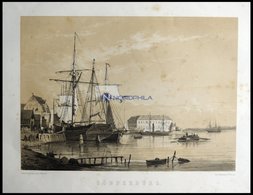 SONDERBURG (Sönderborg), Hafenansicht Mit Segelbooten, Lithographie Mit Tonplatte Von Alexander Nay Nach C. Frederik Sör - Litografia