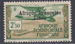 A. E. F. PA N° 15 X  2 F. 50 Vert Et Brun Surchargé "Afrique Française Libre" ,  Trace De Charnière Sinon TB - Unused Stamps