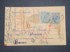 BRÉSIL - Entier Postal + Complément De Santa Maria Pour Paris En 1908 - L 9728 - Postwaardestukken